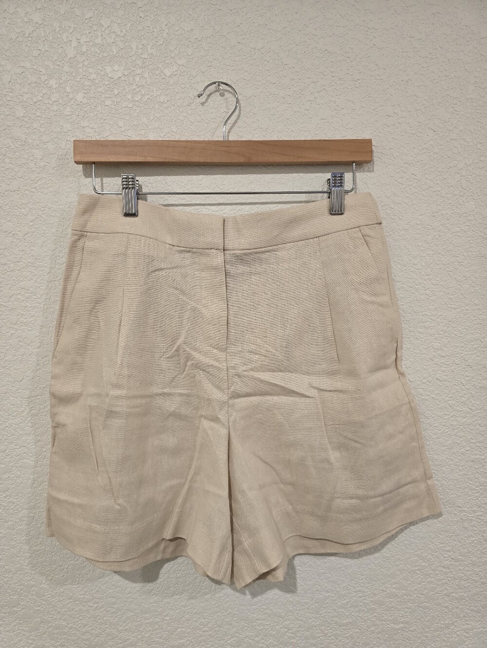 J. Crew High-Waist Cream Linen Blend Shorts